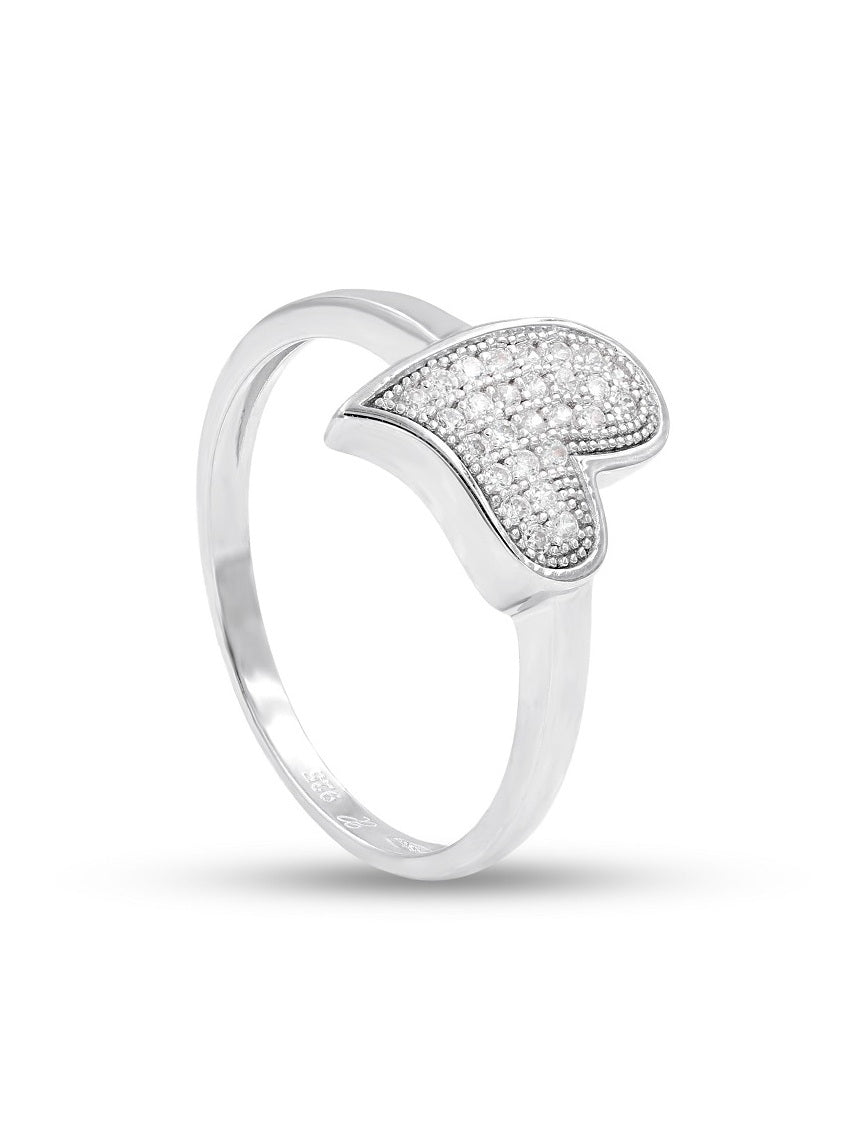 925 Silver Cubic Zirconia Heart Engagement Ring