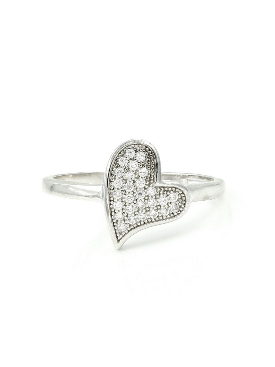 925 Silver Cubic Zirconia Heart Engagement Ring