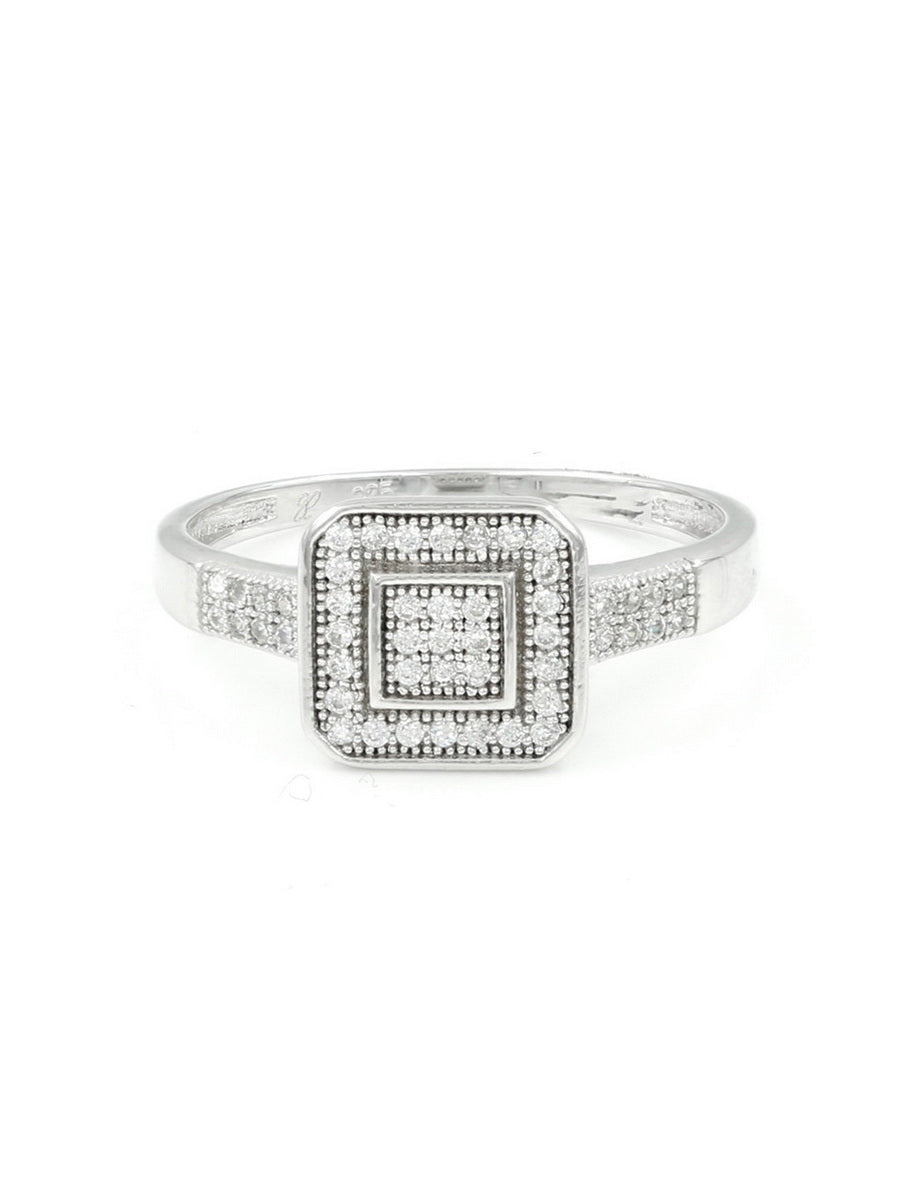 925 Silver Cubic Zirconia  Square Engagement Ring