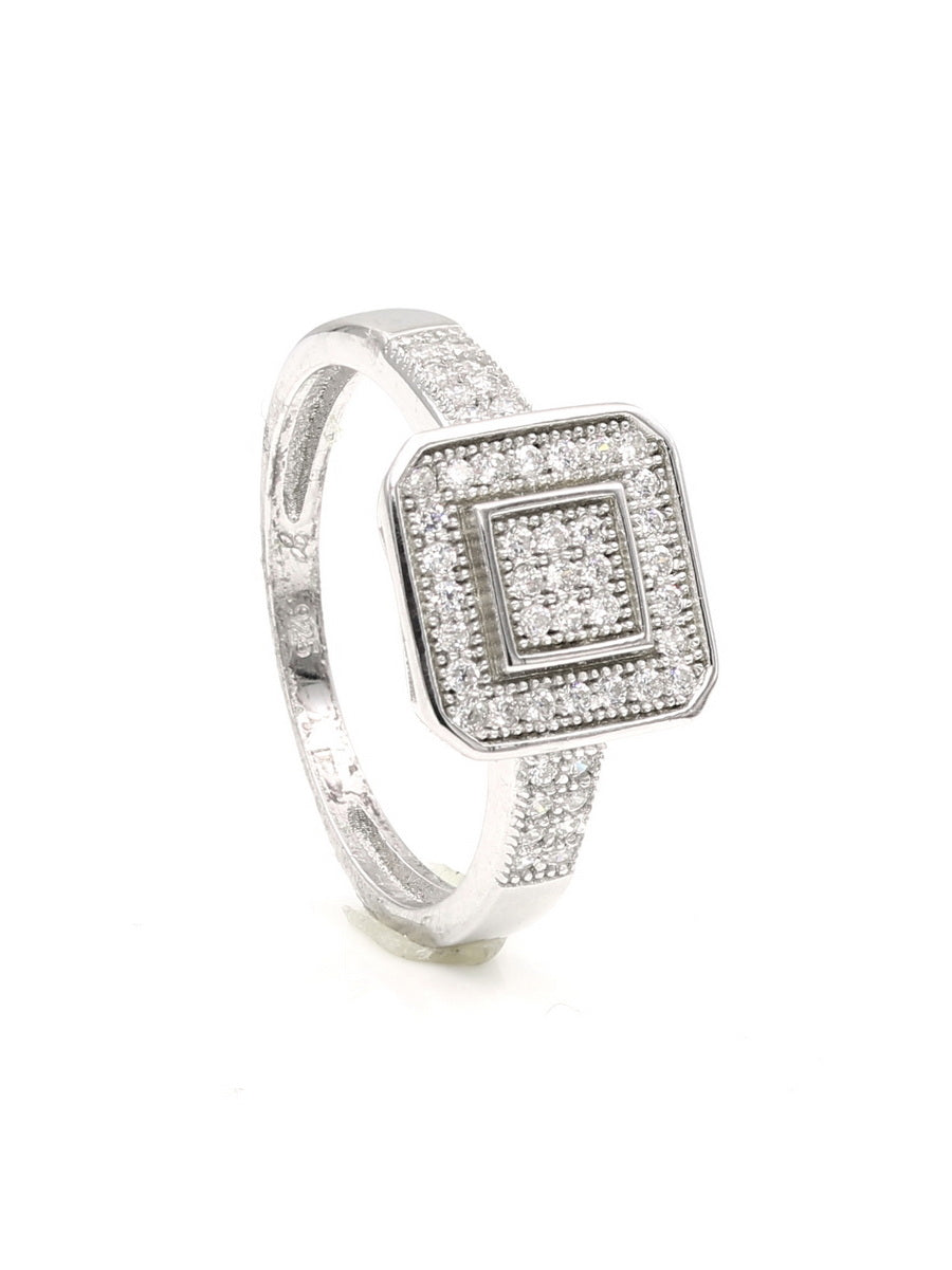 925 Silver Cubic Zirconia  Square Engagement Ring