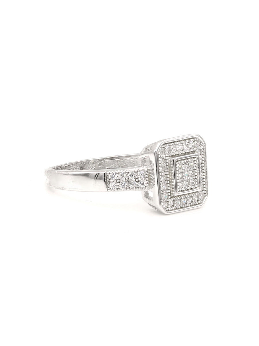 925 Silver Cubic Zirconia  Square Engagement Ring