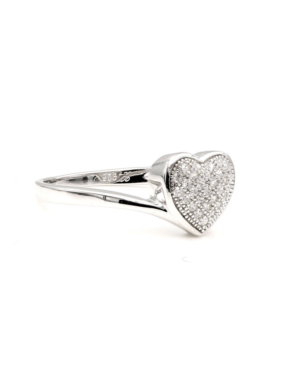 925 Silver Cubic Zirconia  Heart Engagement Ring