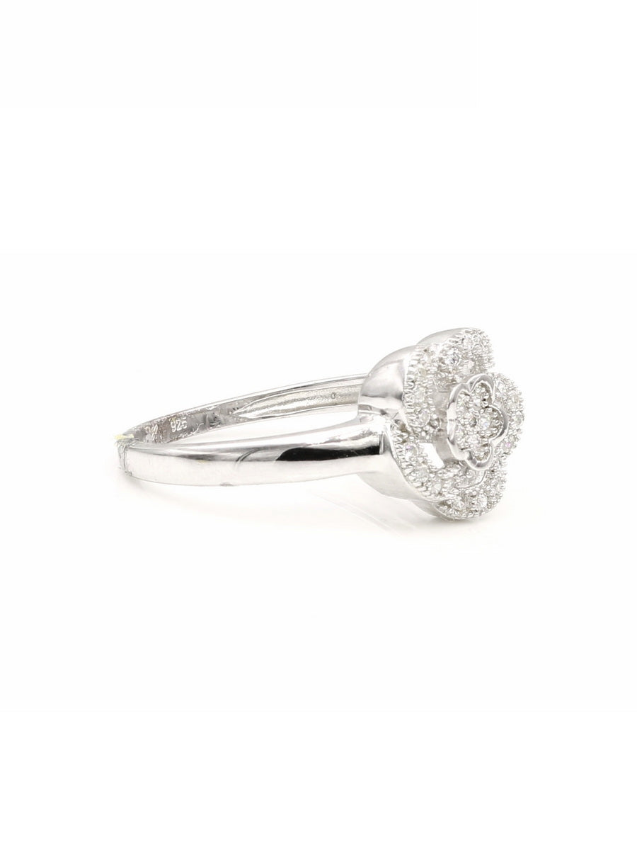 925 Silver Cubic Zirconia Flower Engagement Ring