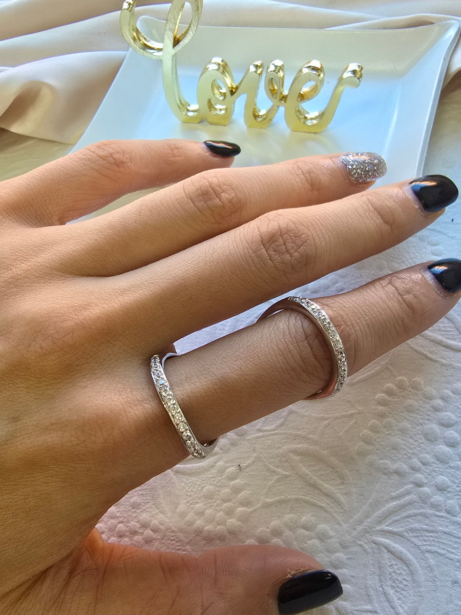 925 Sterling Silver Infinity CZ Double Cross Ring