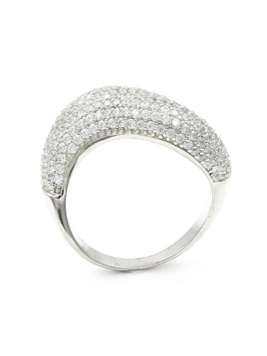 925 Sterling Silver CZ Pave Dome Ring