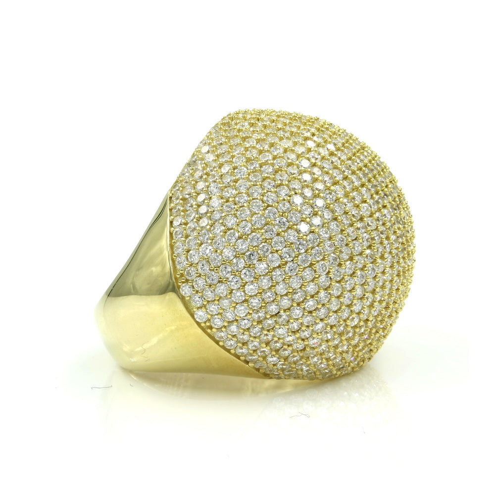 925 Sterling Silver CZ Pave Wide Dome Ring