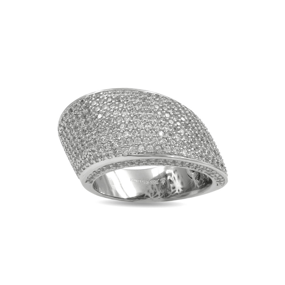 925 Sterling Silver CZ Pave Dome Ring