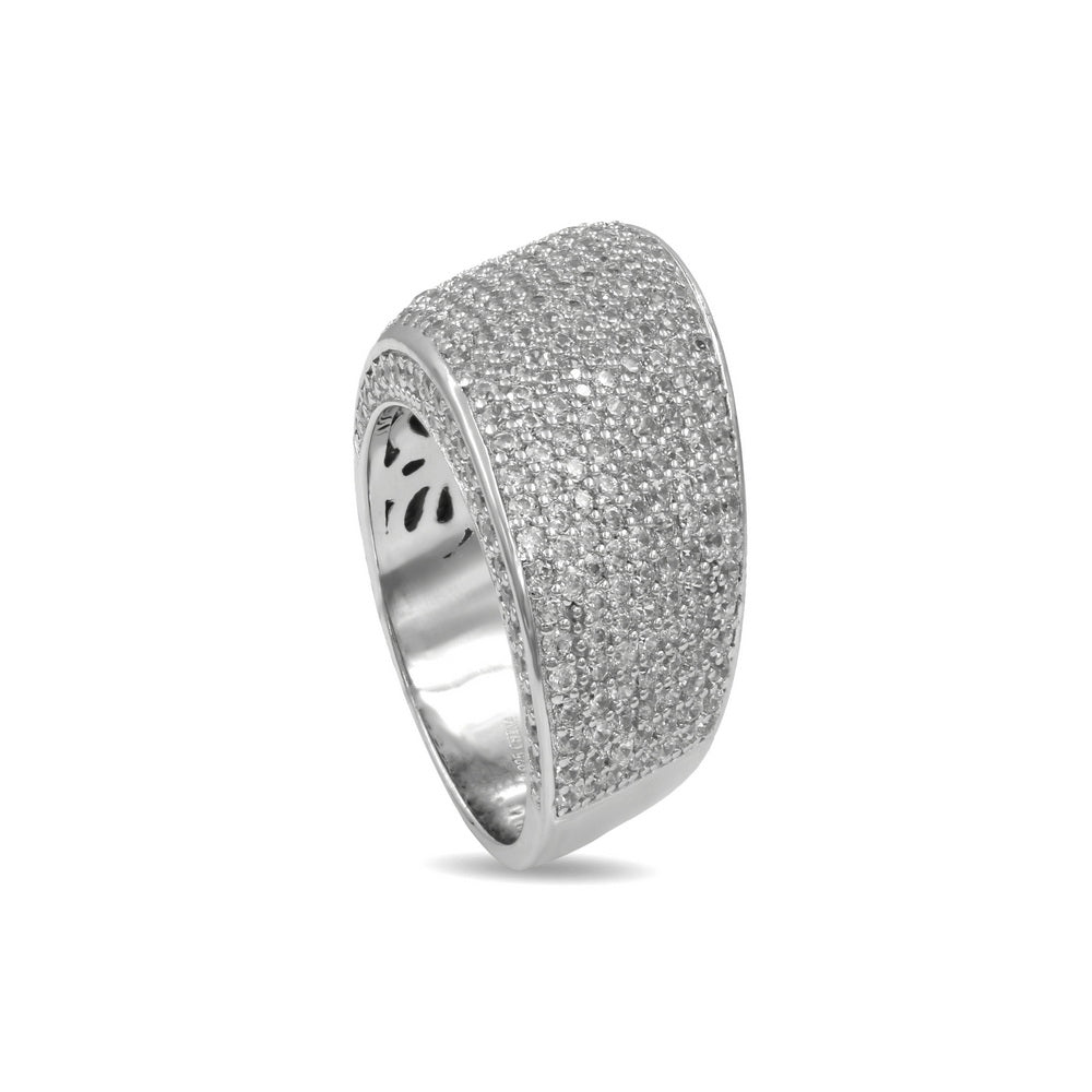 925 Sterling Silver CZ Pave Dome Ring