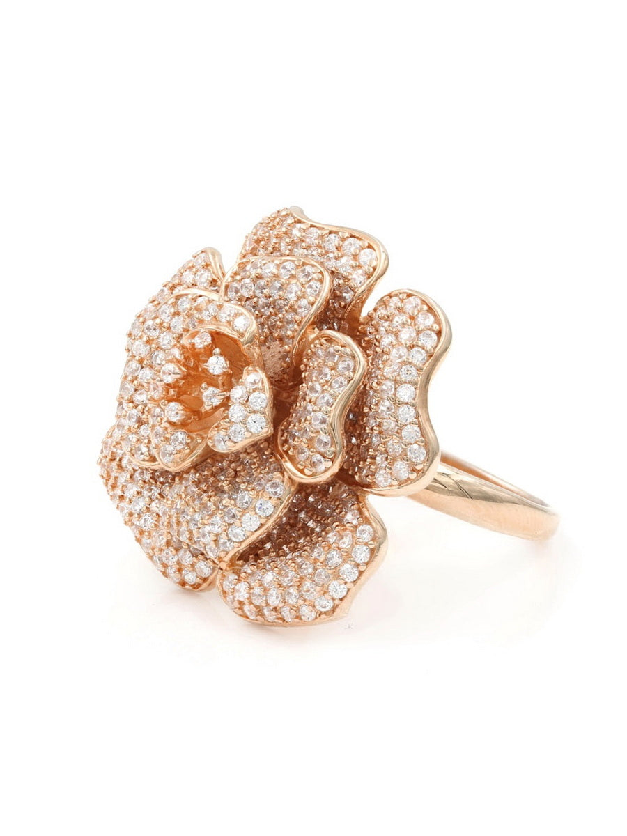 Gorgeous CZ Flower Cocktail Ring