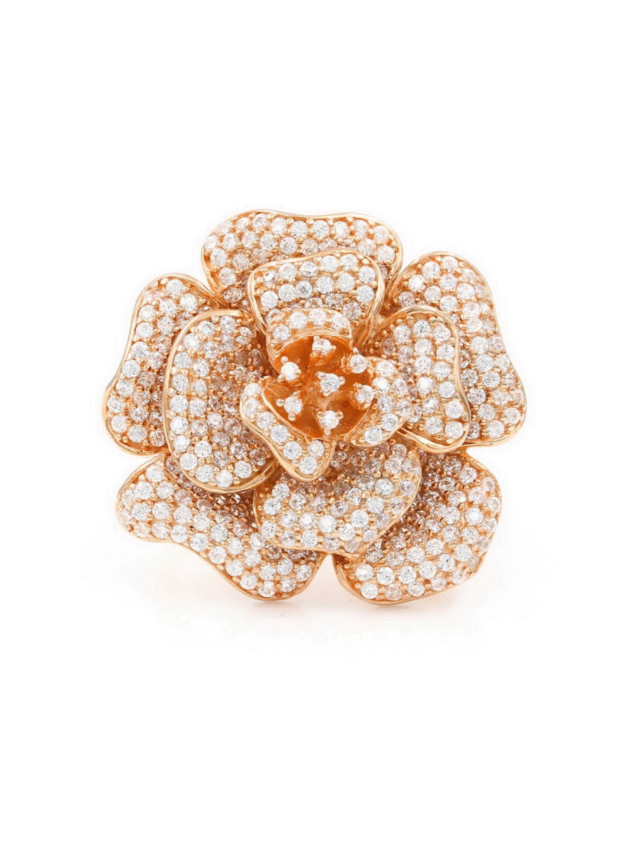 Gorgeous CZ Flower Cocktail Ring