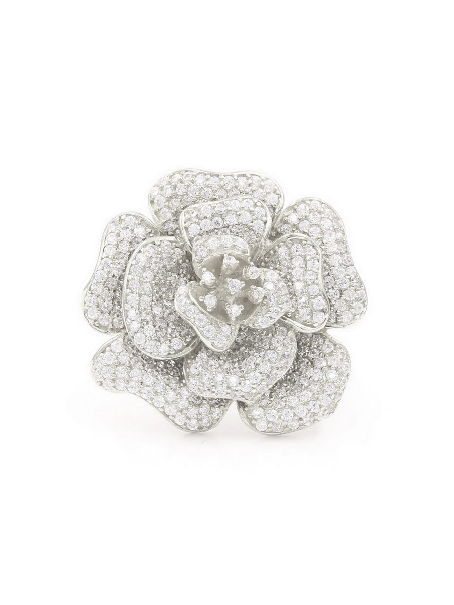 Gorgeous CZ Flower Cocktail Ring