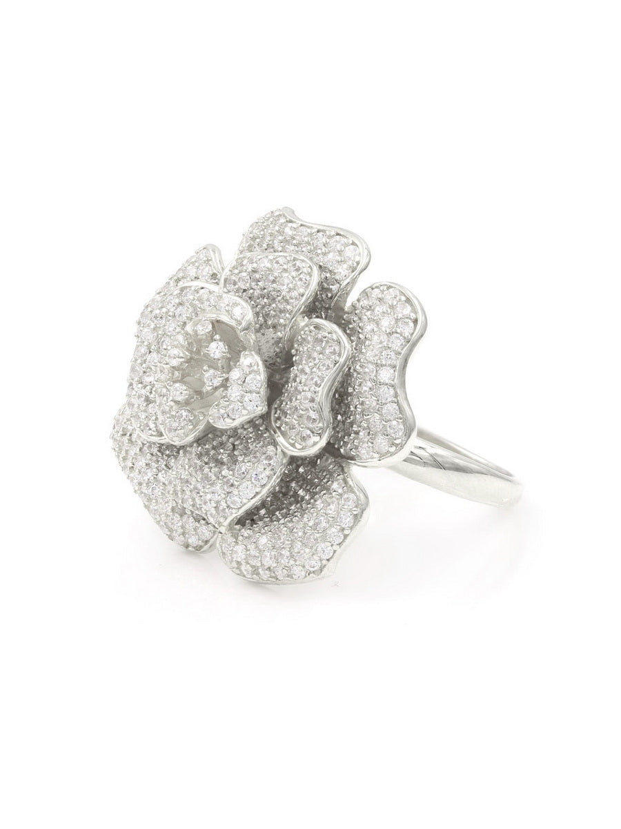 Gorgeous CZ Flower Cocktail Ring