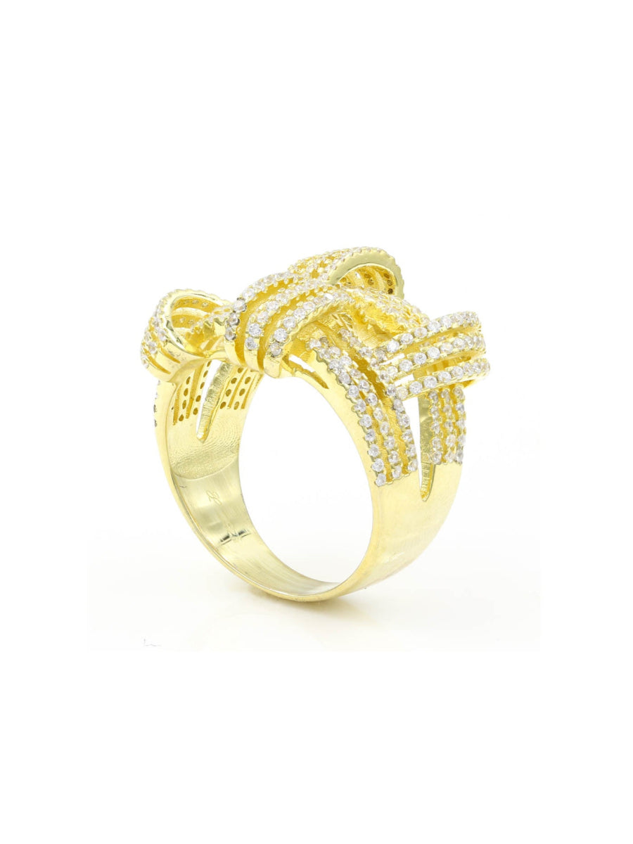 925 Sterling Silver CZ Pave Weave Basket Ring