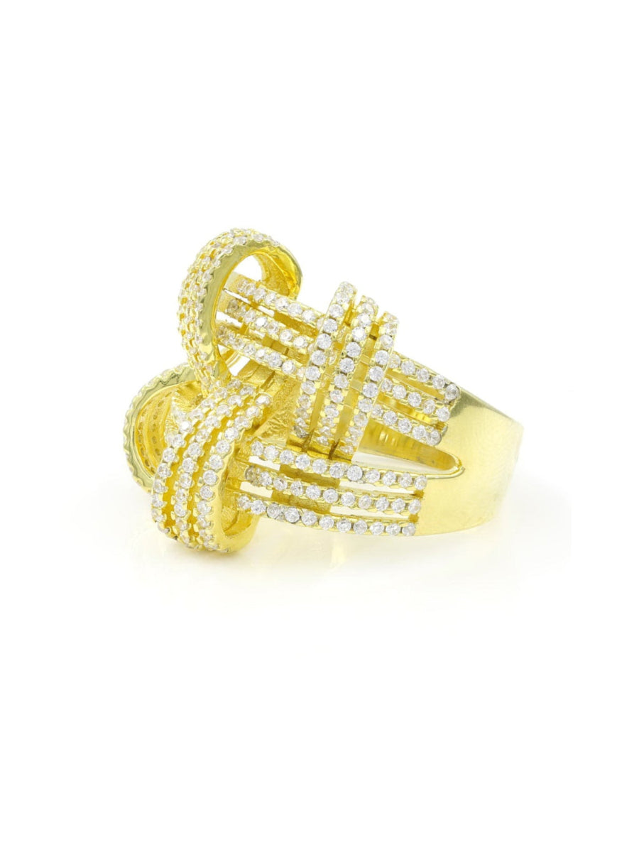 925 Sterling Silver CZ Pave Weave Basket Ring