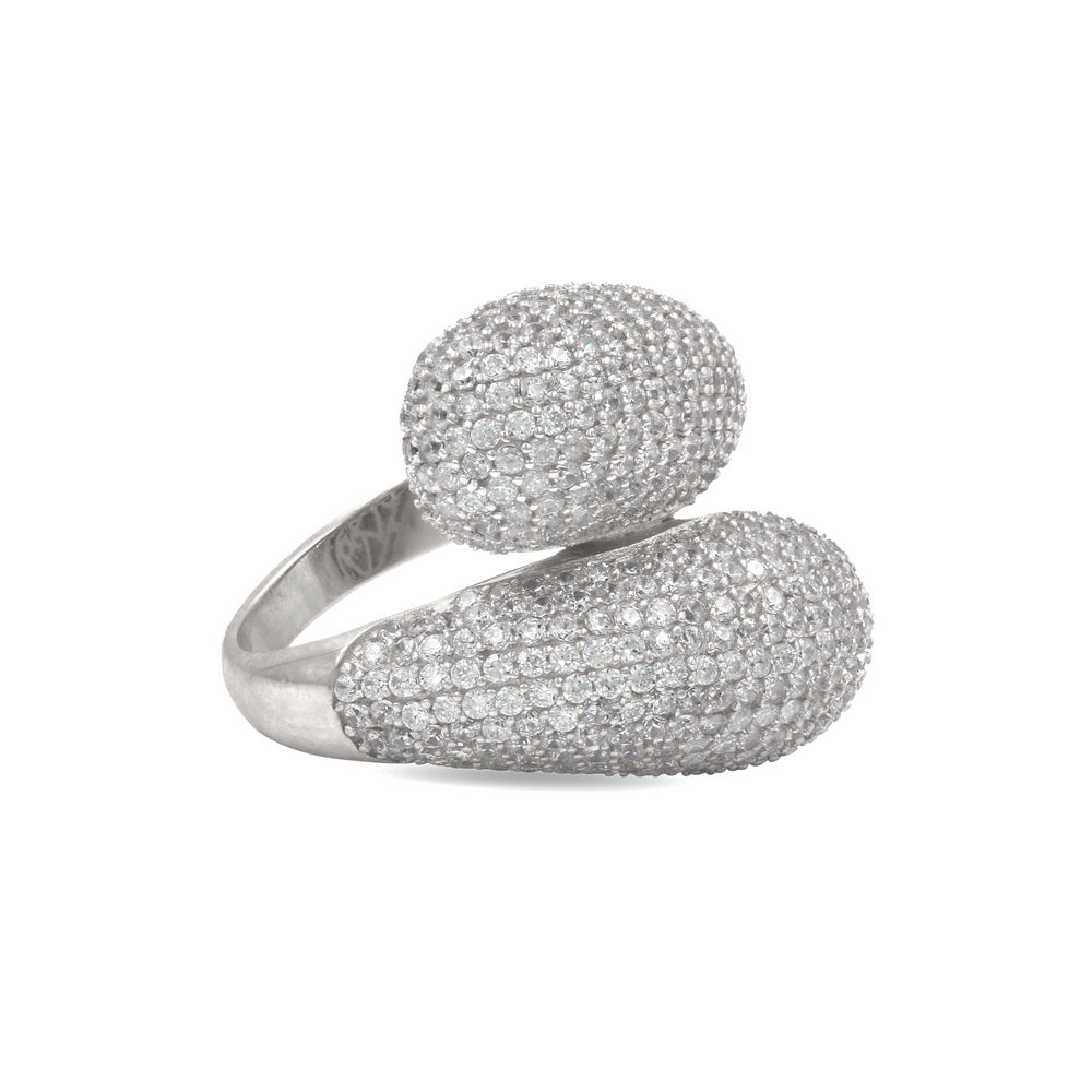 925 Sterling Silver CZ Pave Bypass Ring