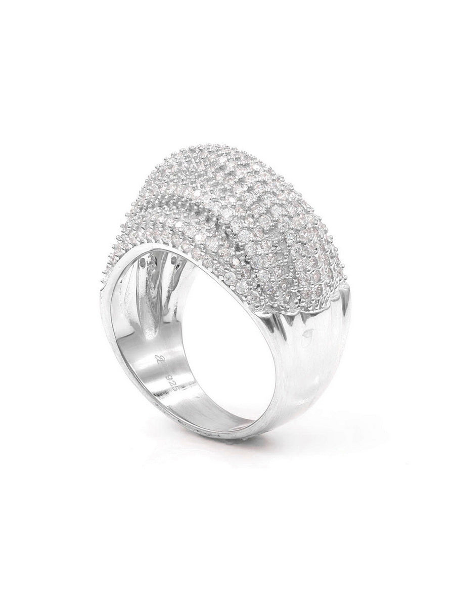 925 Sterling Silver Multi Row CZ Dome Ring