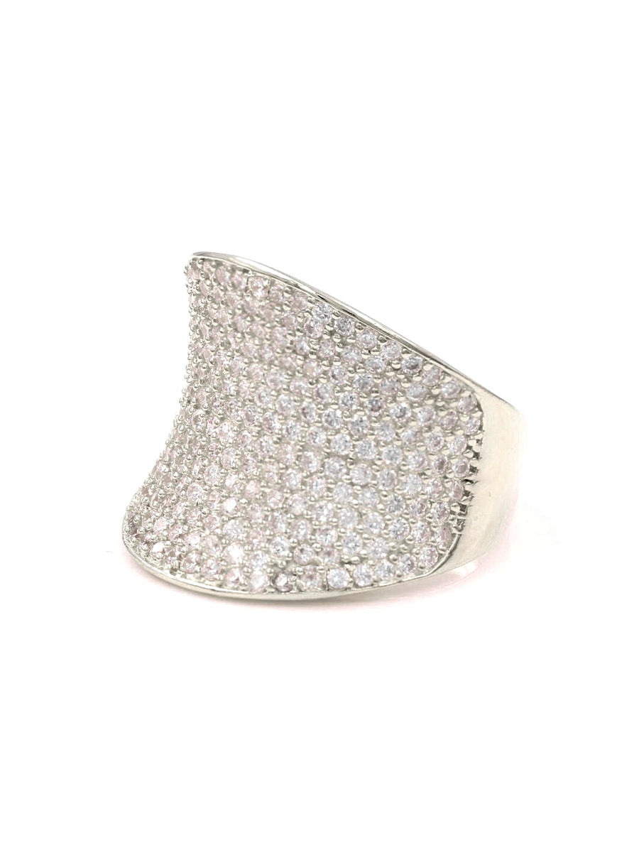 925 Sterling Silver Wide CZ Pave Ring