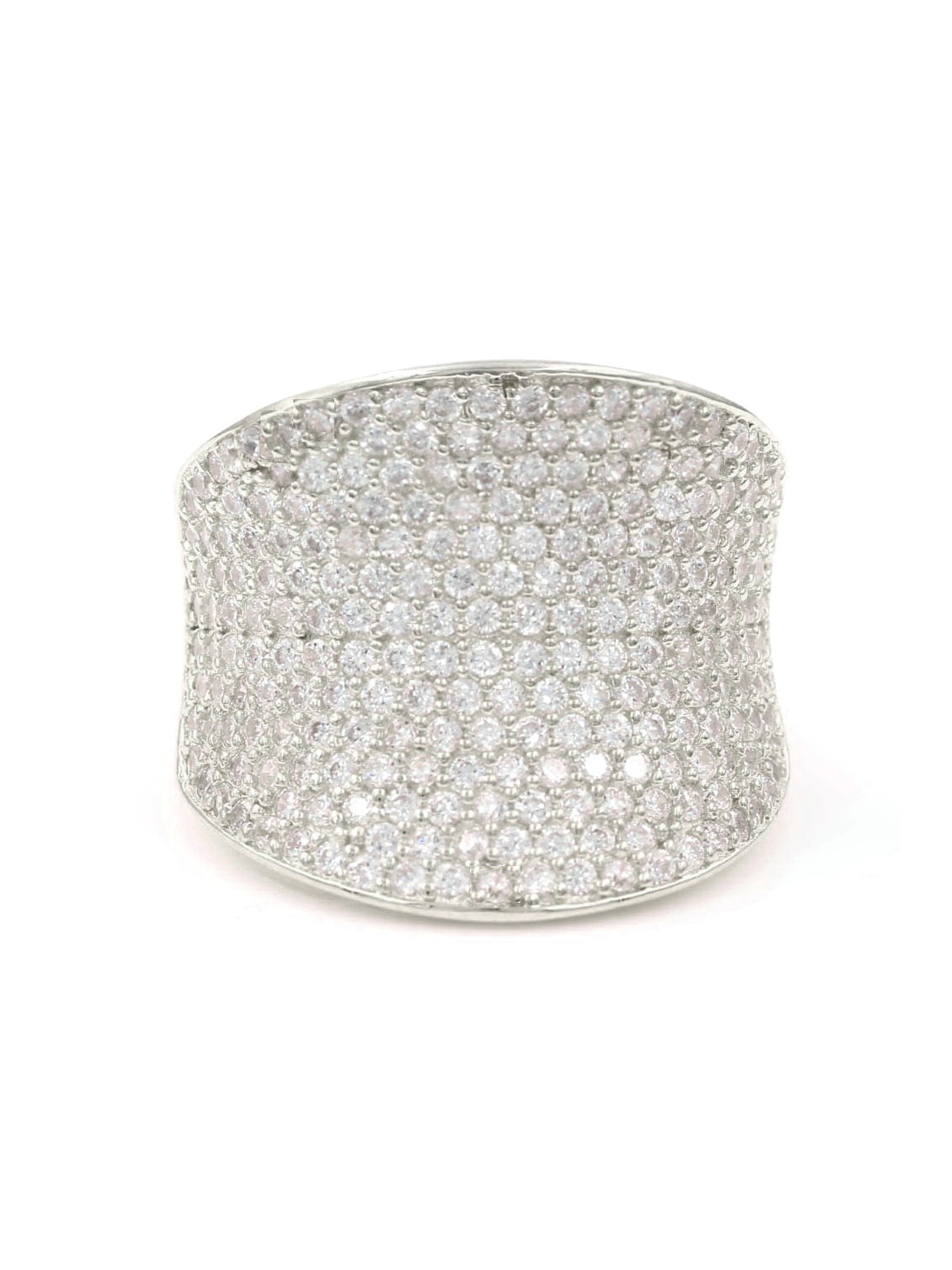 925 Sterling Silver Wide CZ Pave Ring