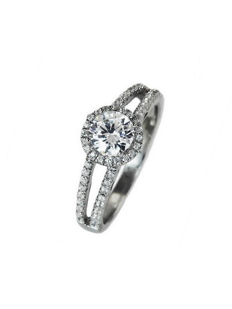 925 Silver CZ Halo Setting Ring