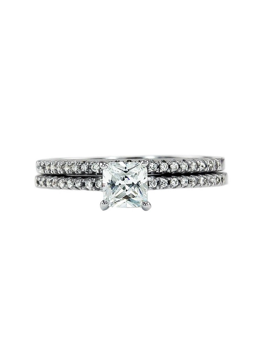 925 Silver Asscher Cut CZ Ring