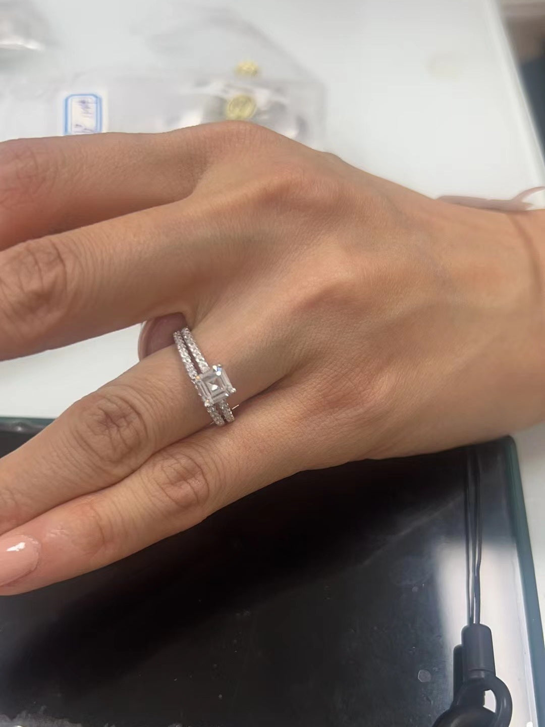 925 Silver Asscher Cut CZ Ring