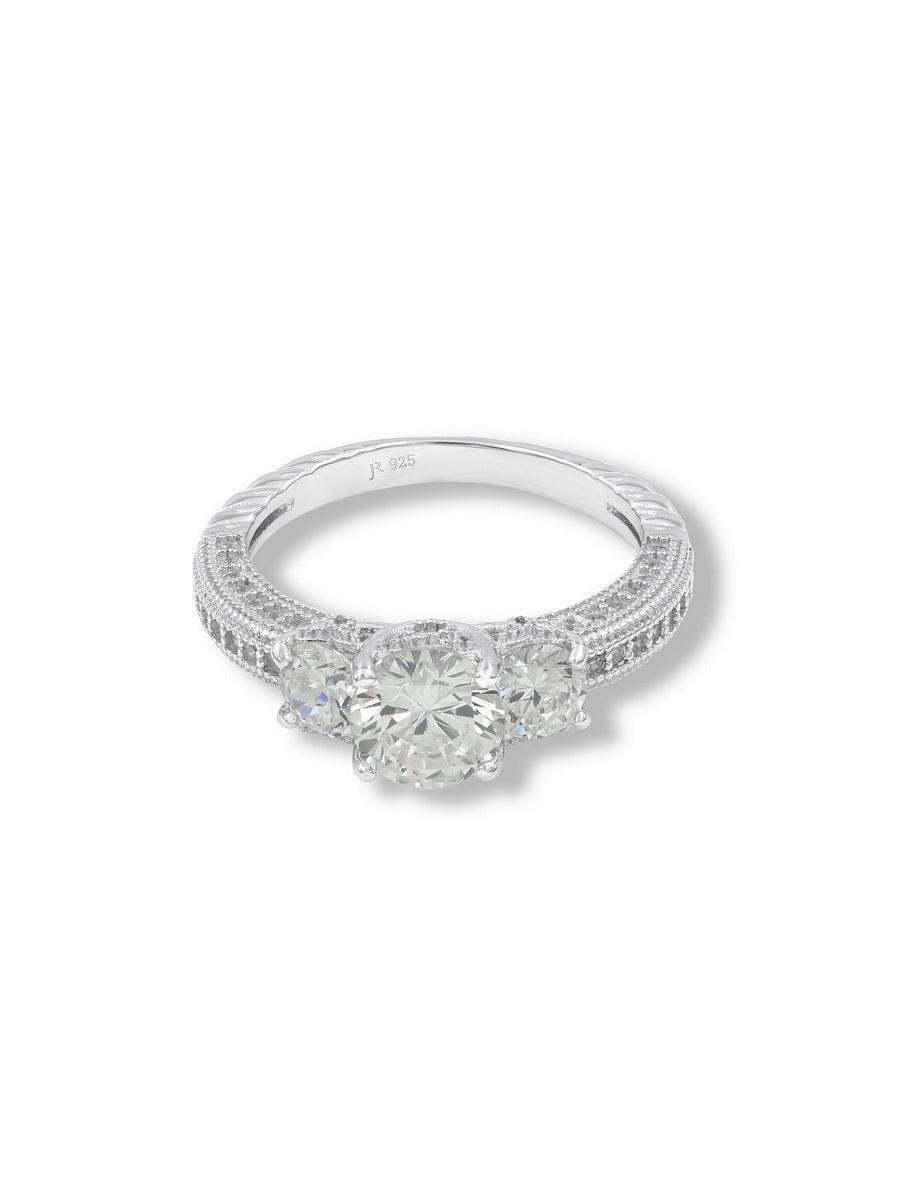 925 Sterling Silver CZ 3-Stone Ring
