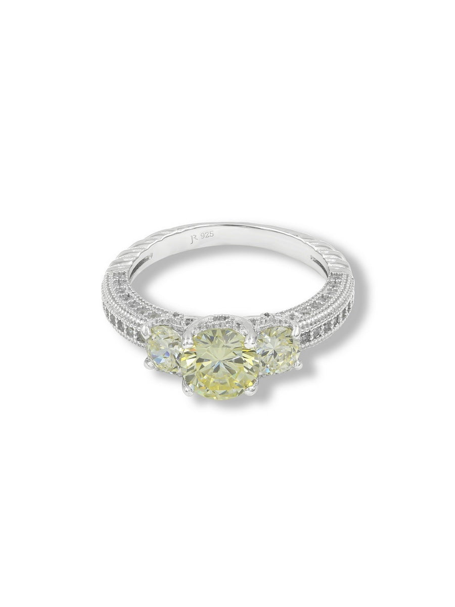 925 Sterling Silver CZ 3-Stone Ring