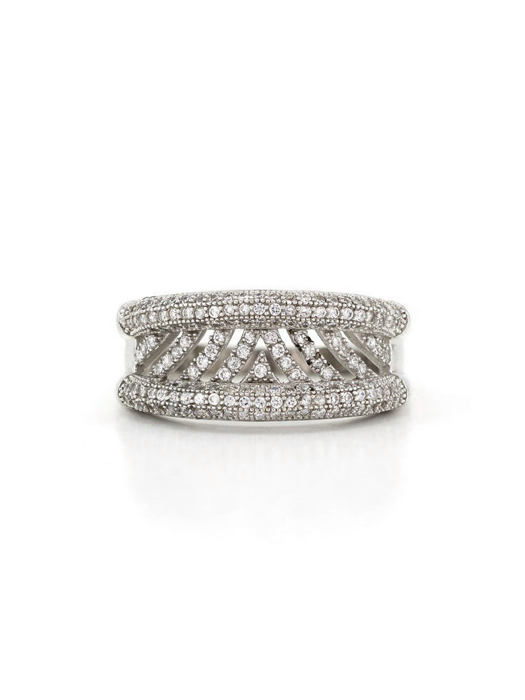 925 Sterling Silver CZ Pave Ring