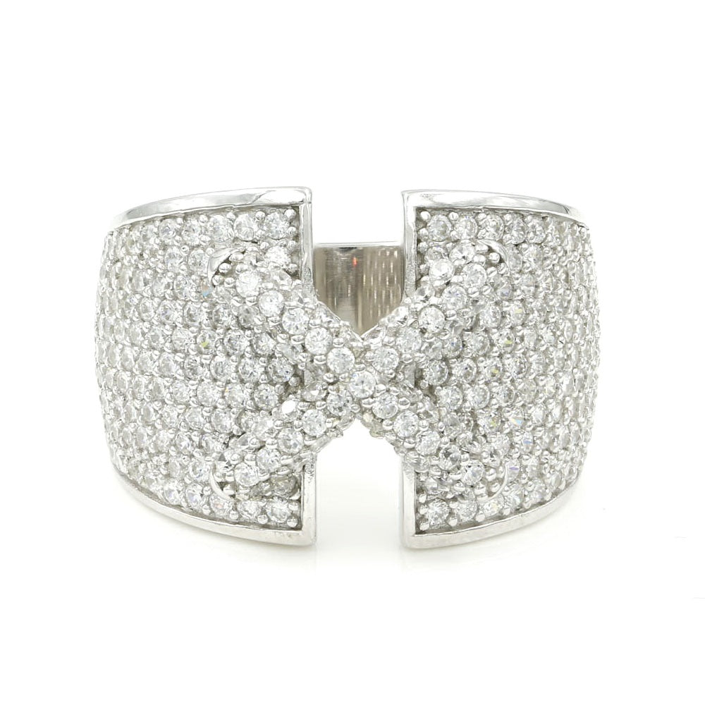 925 Sterling Silver CZ Pave Cross Ring