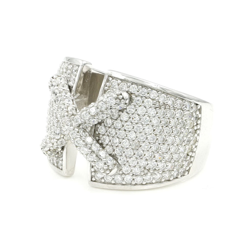 925 Sterling Silver CZ Pave Cross Ring