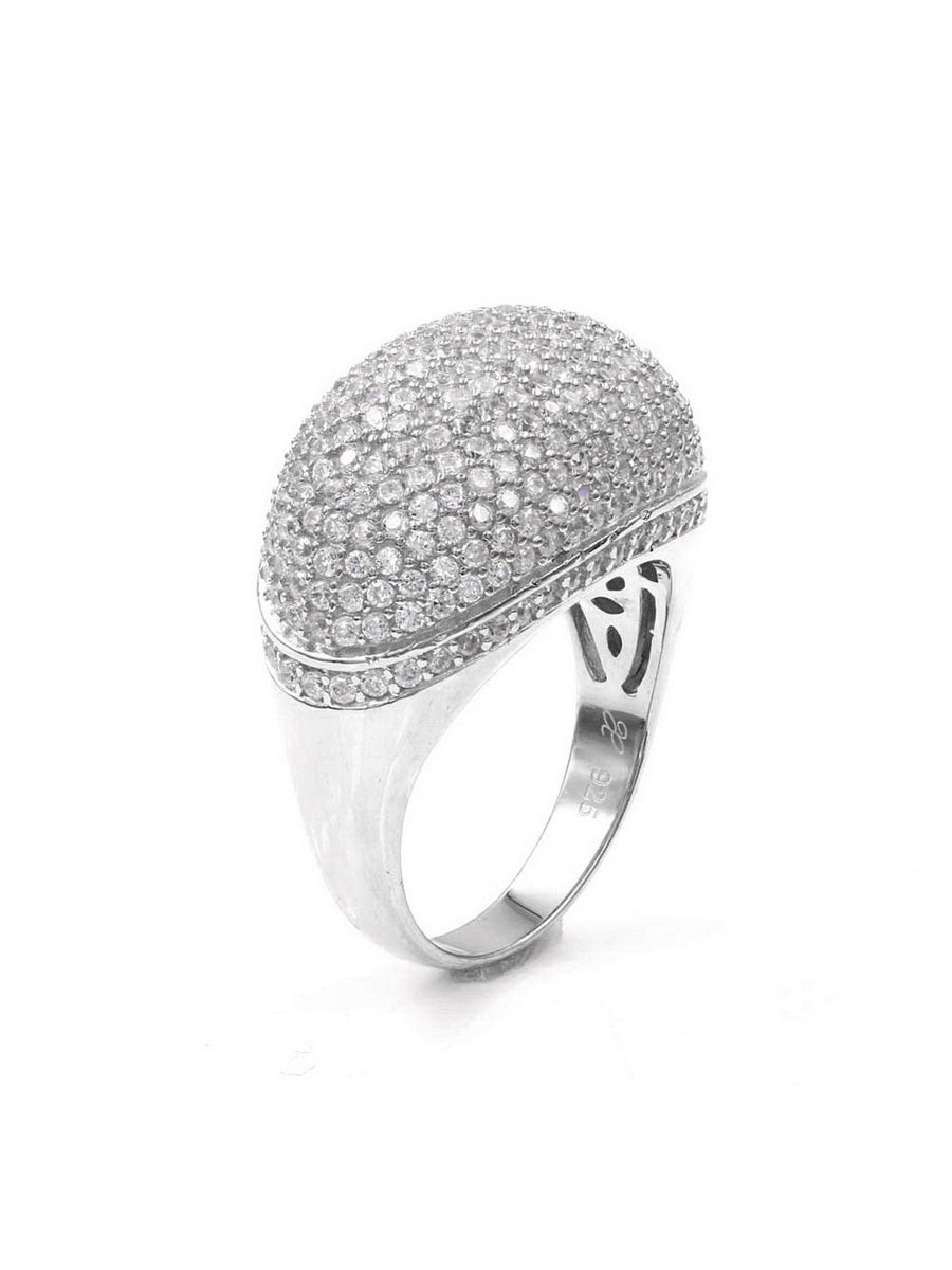 925 Sterling Silver Oval Shape CZ Dome Ring