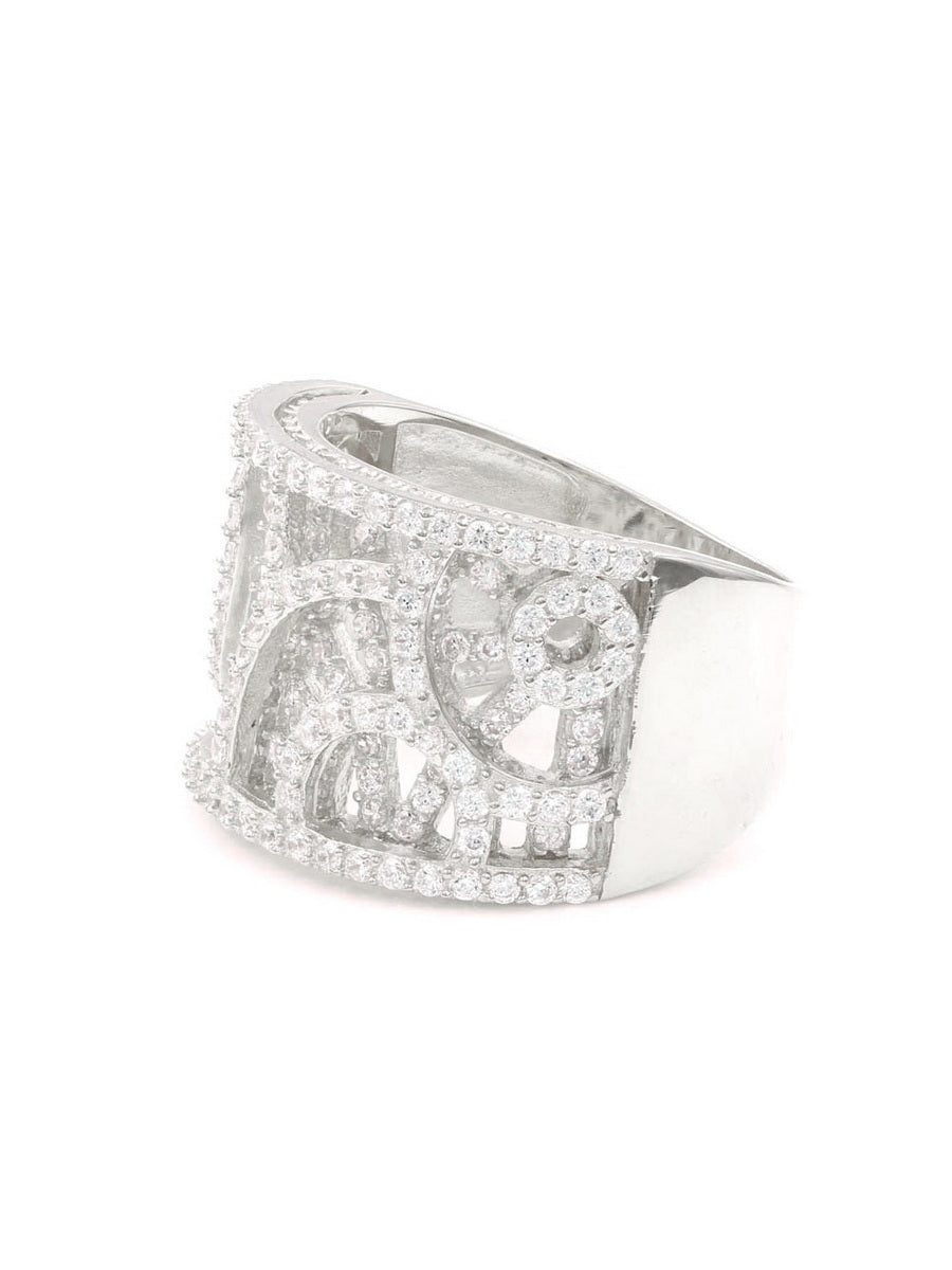 925 Sterling Silver CZ Pave Wide Cocktail Ring