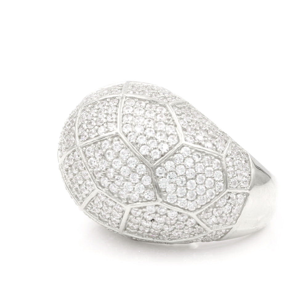 925 Sterling Silver CZ Pave Wide Dome Ring