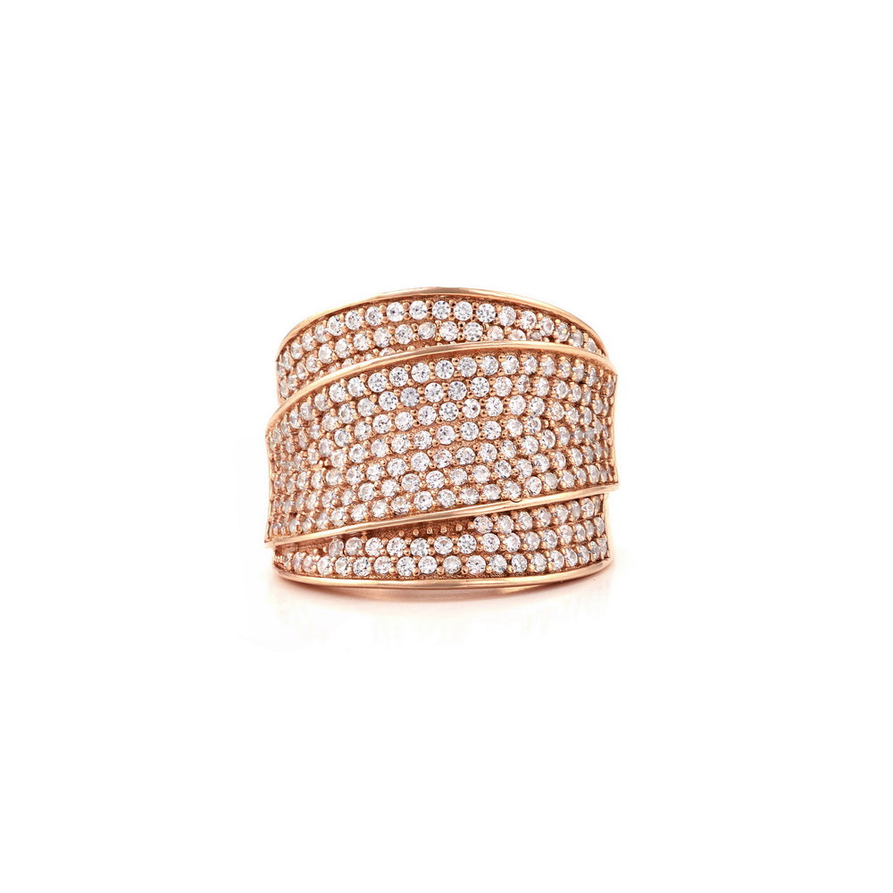 925 Sterling Silver Crossover Wide Cocktail Ring