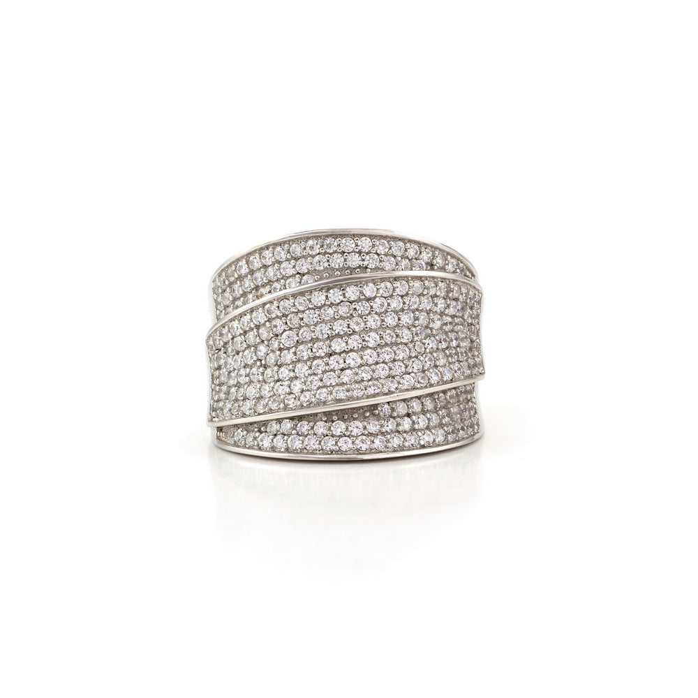 925 Sterling Silver Crossover Wide Cocktail Ring