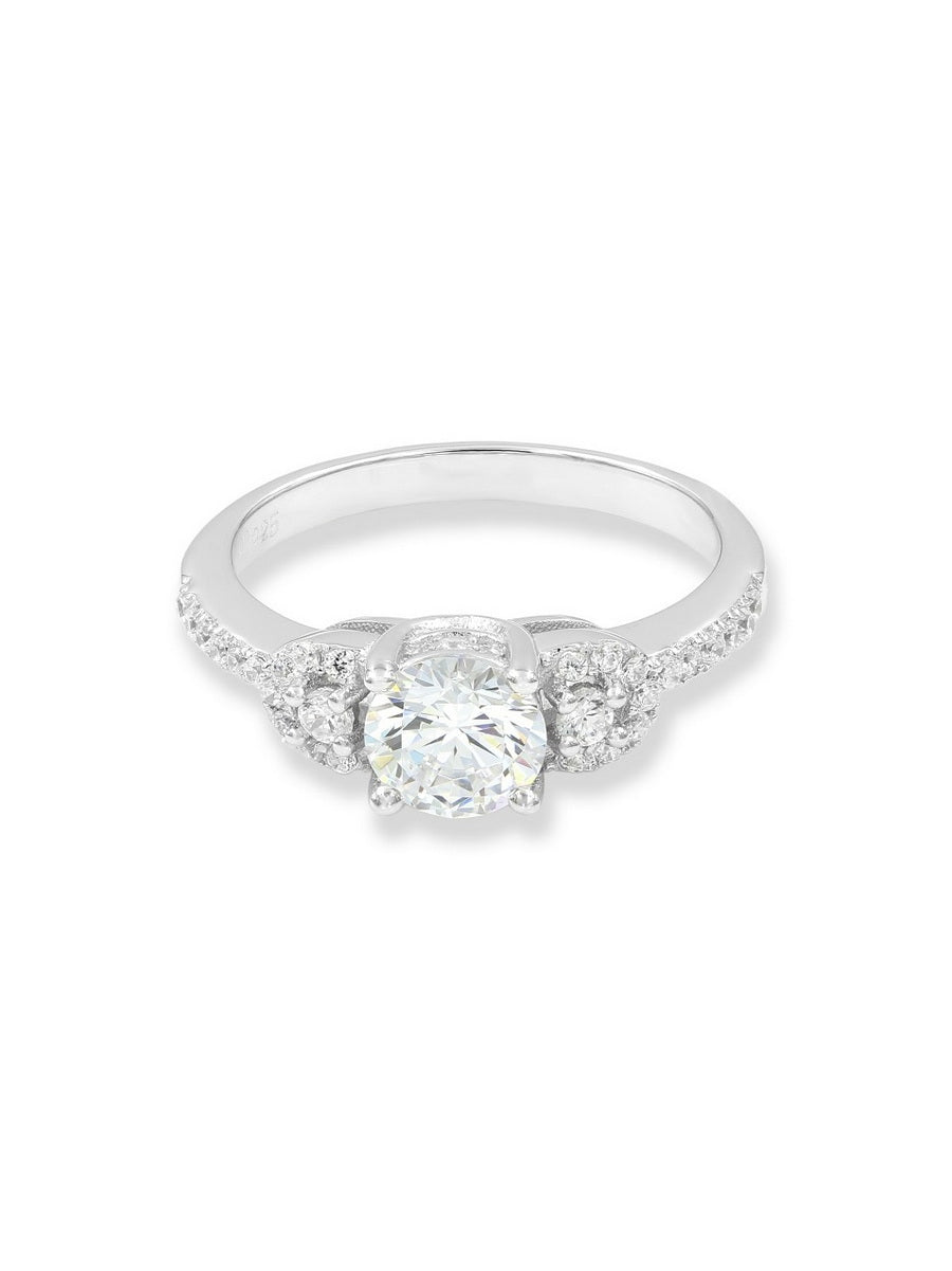 925 Sterling Silver CZ 3-Stone Ring