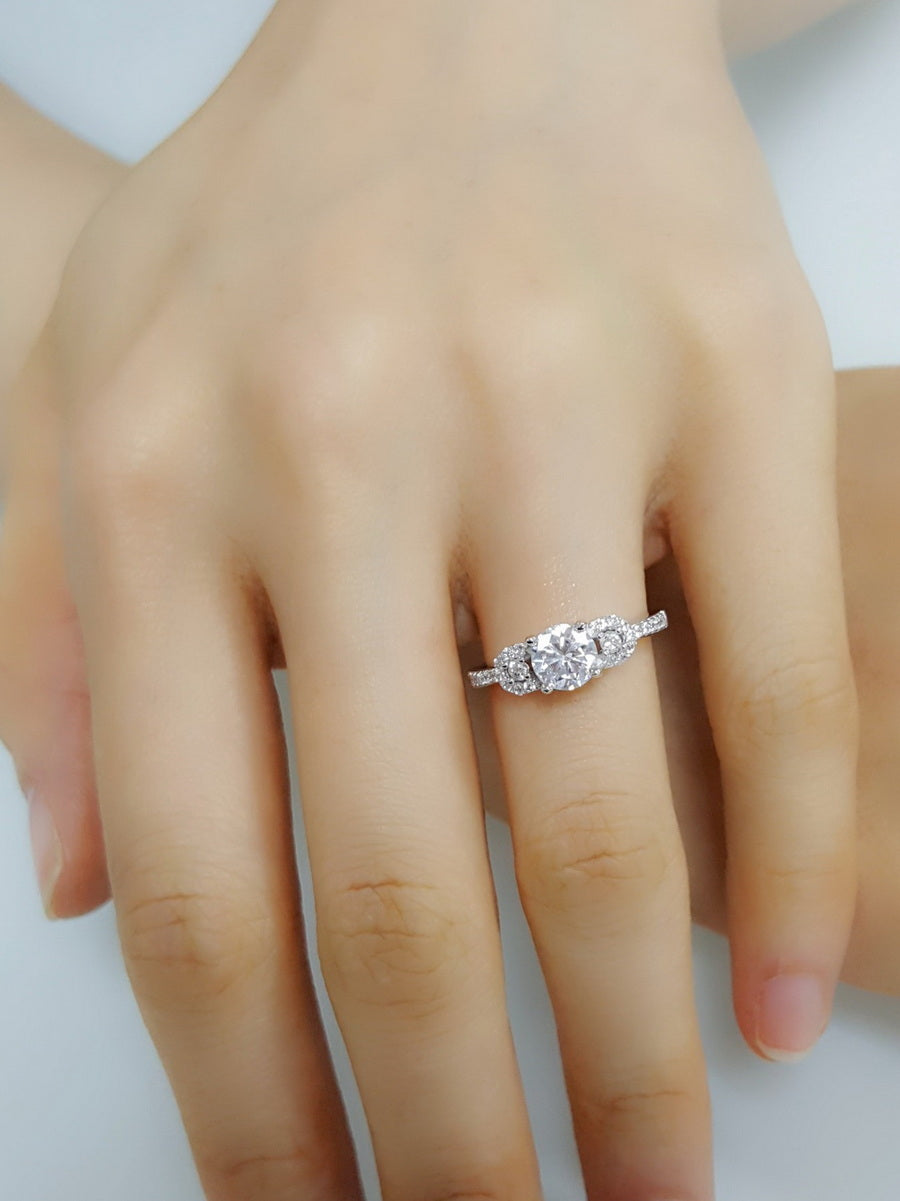 925 Sterling Silver CZ 3-Stone Ring