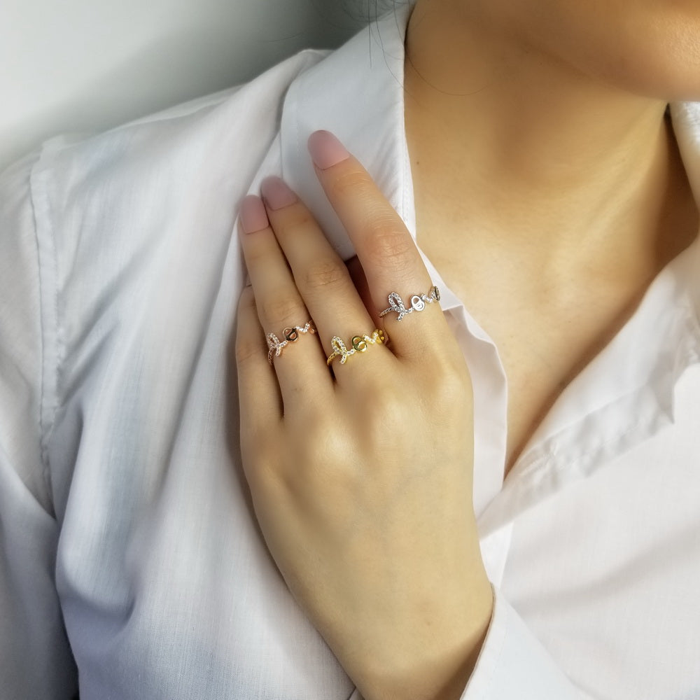 925 Silver Cubic Zirconia "LOVE" Ring