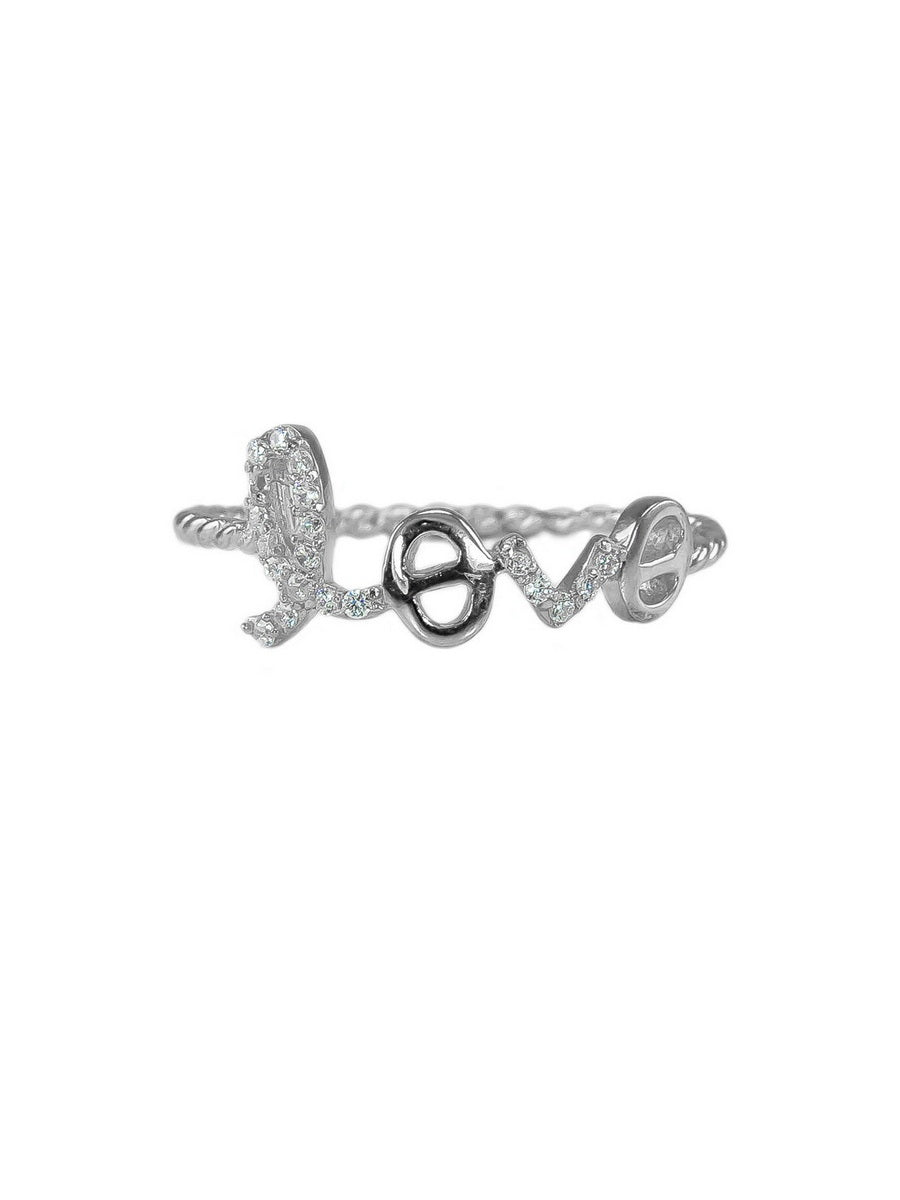 925 Silver Cubic Zirconia "LOVE" Ring