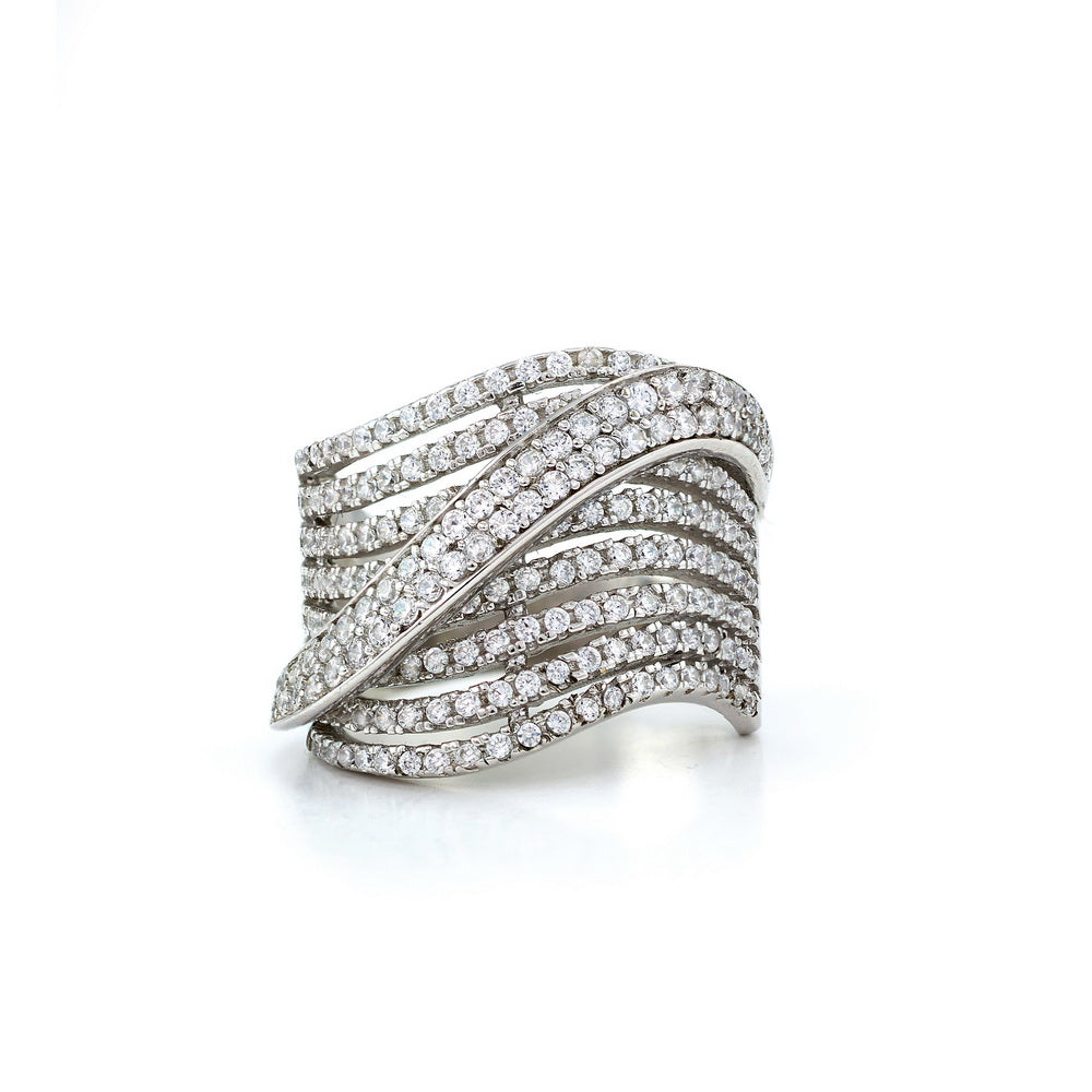 925 Sterling Silver Multi Row Wide Ring