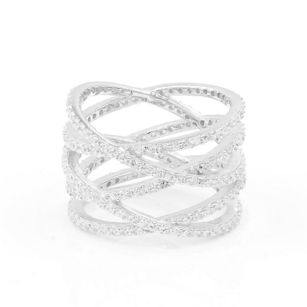 925 Sterling Silver CZ Twist Ring