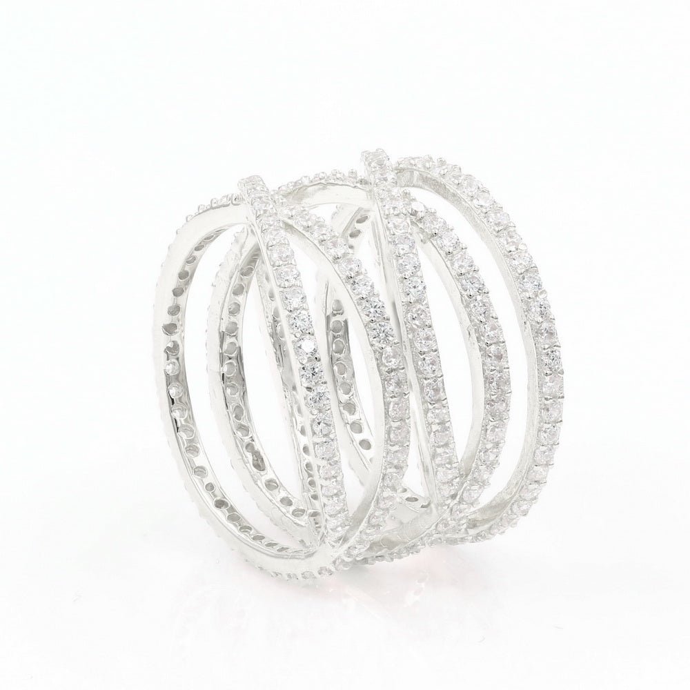 925 Sterling Silver CZ Twist Ring