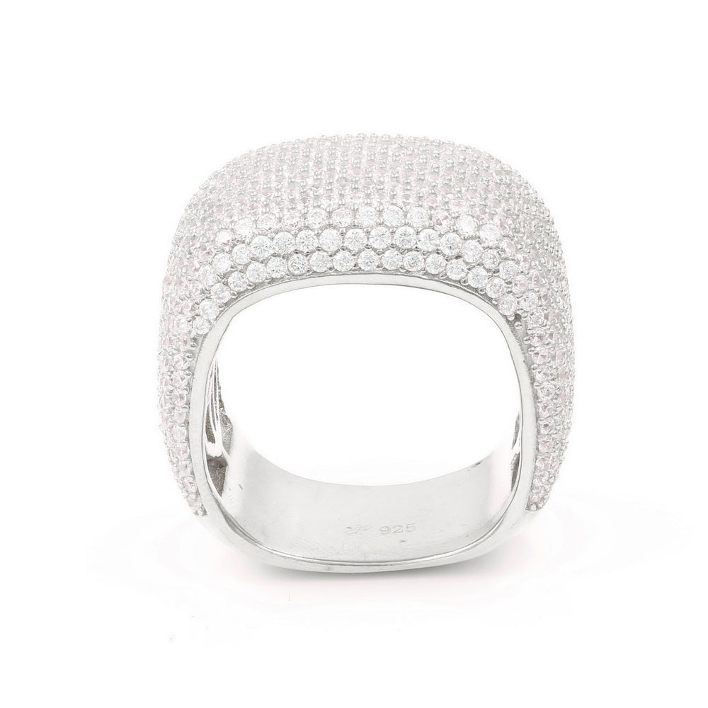 925 Sterling Silver CZ Pave Wide Ring