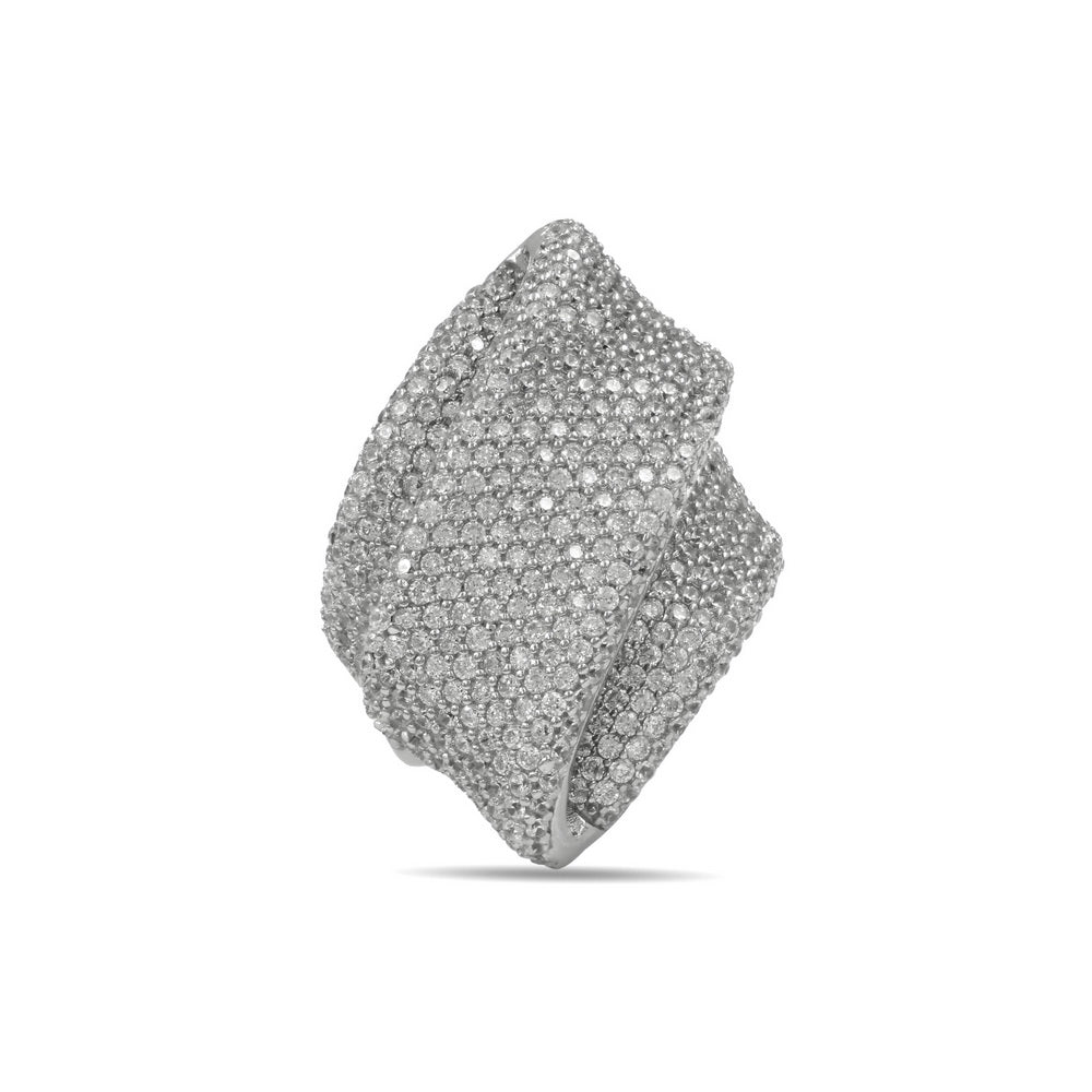 925 Sterling Silver Multi Dimensional Pave Ring