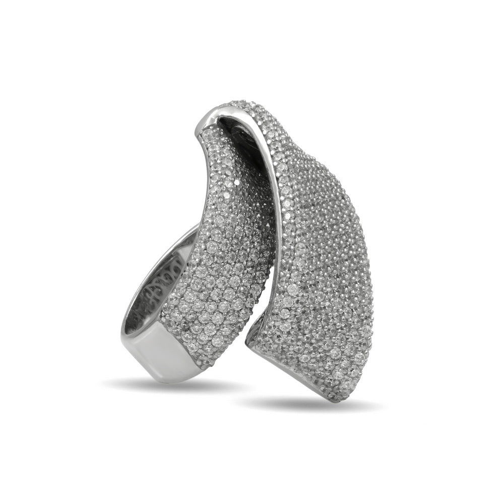 925 Sterling Silver Multi Dimensional Pave Ring