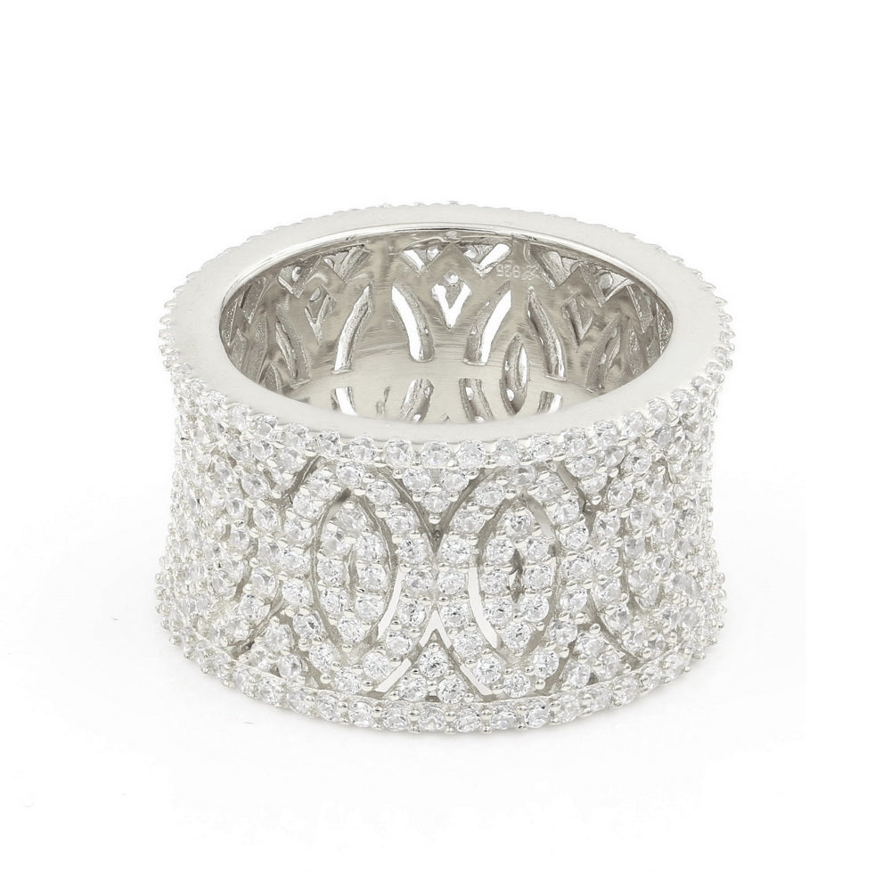 925 Silver Filigree Wedding Band Cocktail Ring