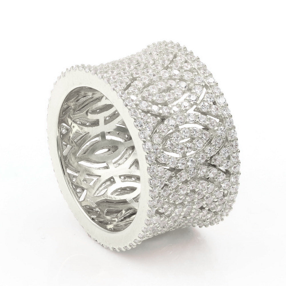 925 Silver Filigree Wedding Band Cocktail Ring