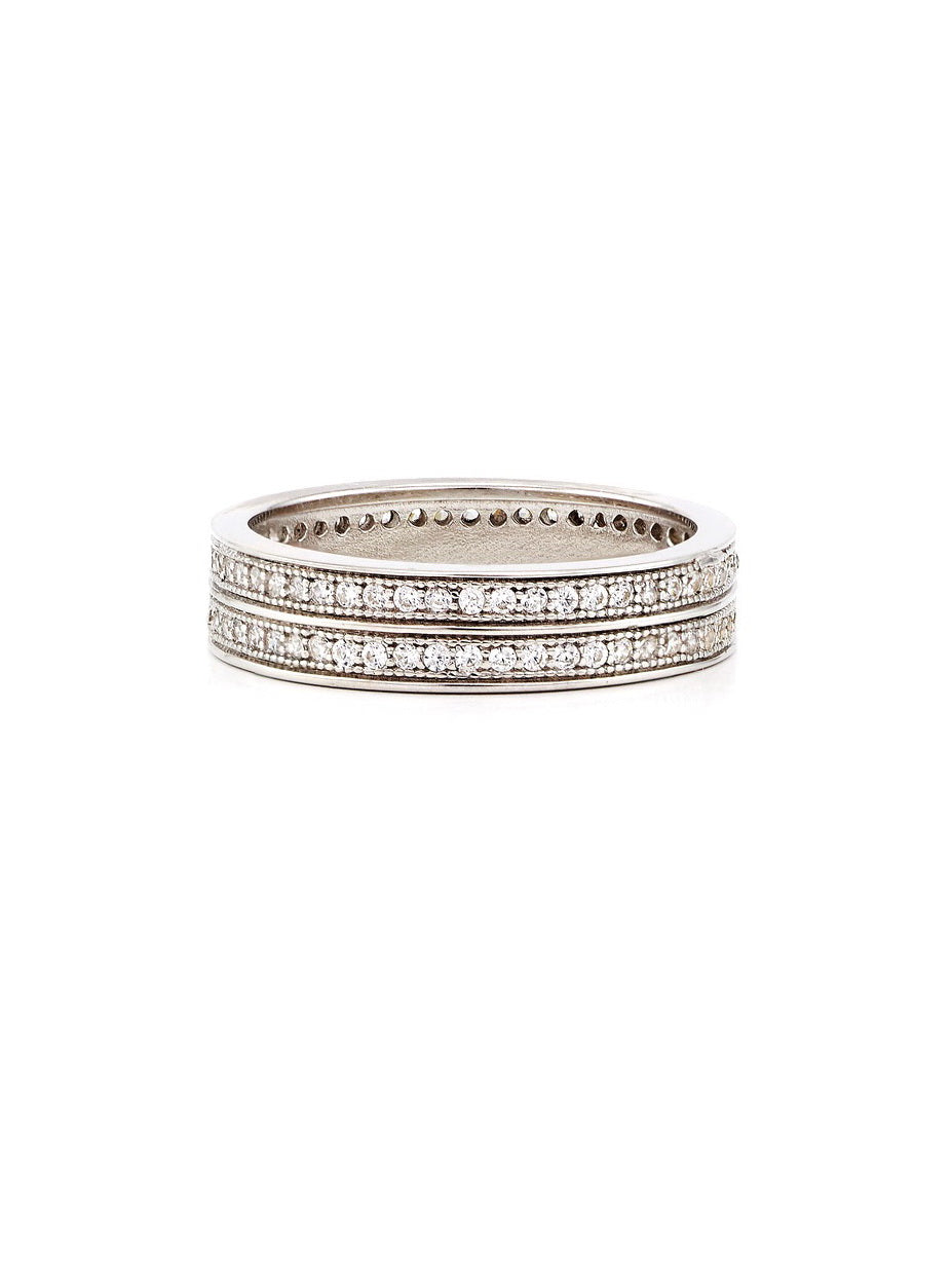 925 Silver 2 Line CZ Band