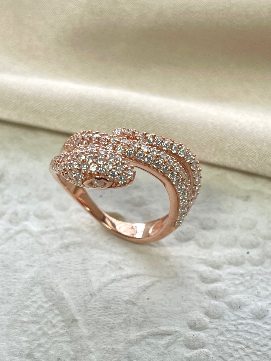 925 Sterling Silver Snake CZ Ring