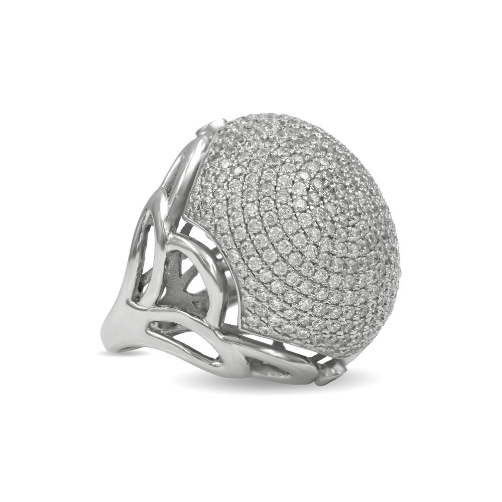 925 Sterling Silver CZ Pave Dome Ring